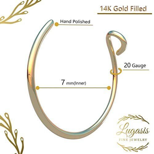 CLIP ON Fake Nose Ring - No piercing Needed - Gold Faux Fake Gold Nose Ring - Picture 8 of 8