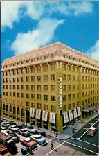 San Francisco Bellevue Hotel 1950's Cars Street View CA Postcard Chrome 