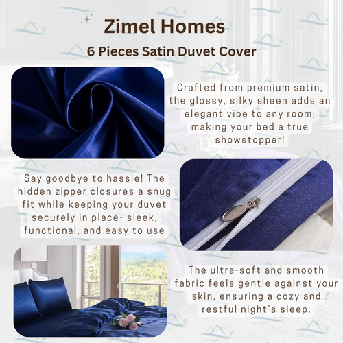 6PCS SATIN SILK ✔ COMPLETE BEDDING SET ✔ DUVET COVER FITTED SHEET 4 PILLOW CASES - Picture 65 of 184