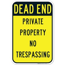 Dead End Private Property No Trespassing Sign,