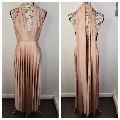 Twobirds Maxi Dress XS/S OS Multiway Long Strap Luxe Blush Satin Bridesmaids  | eBay