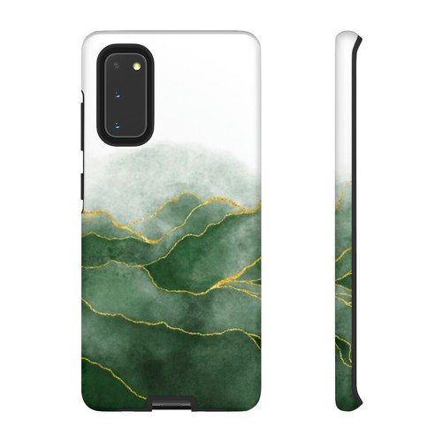 Green Watercolor Phone Case, Marbled Style Print, Shades, Gold, White, Luxury - 第 37/48 張圖片