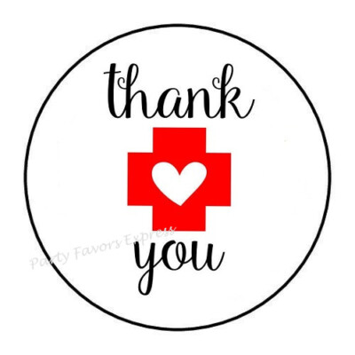 30 THANK YOU HEALTH CARE WORKERS ENVELOPE SEALS LABELS STICKERS 1.5'' ROUND