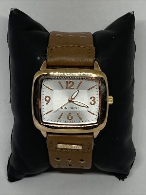 Nine West NW1880 Women Brown Leather Analog Silver Dial Quartz Wrist Watch  UC443