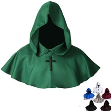 Unisex Hooded Cowl Unisex Hood Medieval Monk Pagan Hat Fancy Dress Cosplay LARP