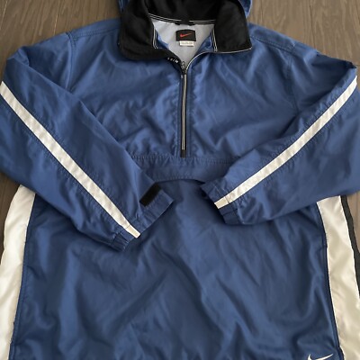 Nike Blue Hooded 1/4 Zip Vintage 90's Pullover Windbreaker Jacket