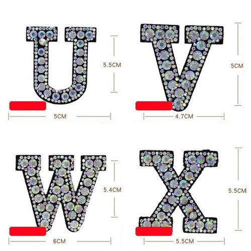 A-Z Letter Rhinestone Patch Iron-on Patches Garment Applique Clothing Stickers - Picture 7 of 35
