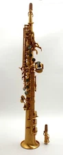 Eastern music brushed gold lacquer  straight Soprano Saxophone with two necks