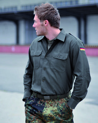 Neu Bundeswehr Feldhemd 1/1 Arm Oliv Größe 36 für Frauen Hemd Moleskin