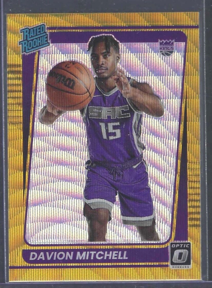 DAVION MITCHELL 2021-22 PANINI DONRUSS OPTIC GOLD WAVE RATED ROOKIE RC SSP #155