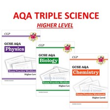GCSE AQA Triple Science Exam Practice Workbooks with Answers Higher CGP