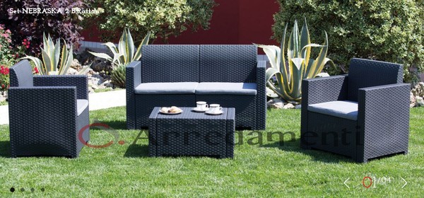 salotto da esterno giardino set rattan bar COLORADO NEBRASKA poly rattan salotti