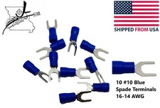 10x 10 Blue Spade Terminal 16-14 AWG Wire Electrical Connector Fork End Crimp