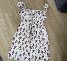 Nastygal Dress White / Rose - Size 10 Floral / Cute Dress