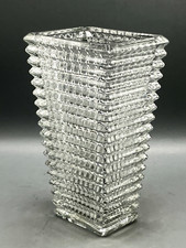 Clear Glass Square Vase Multiple Faceted Design