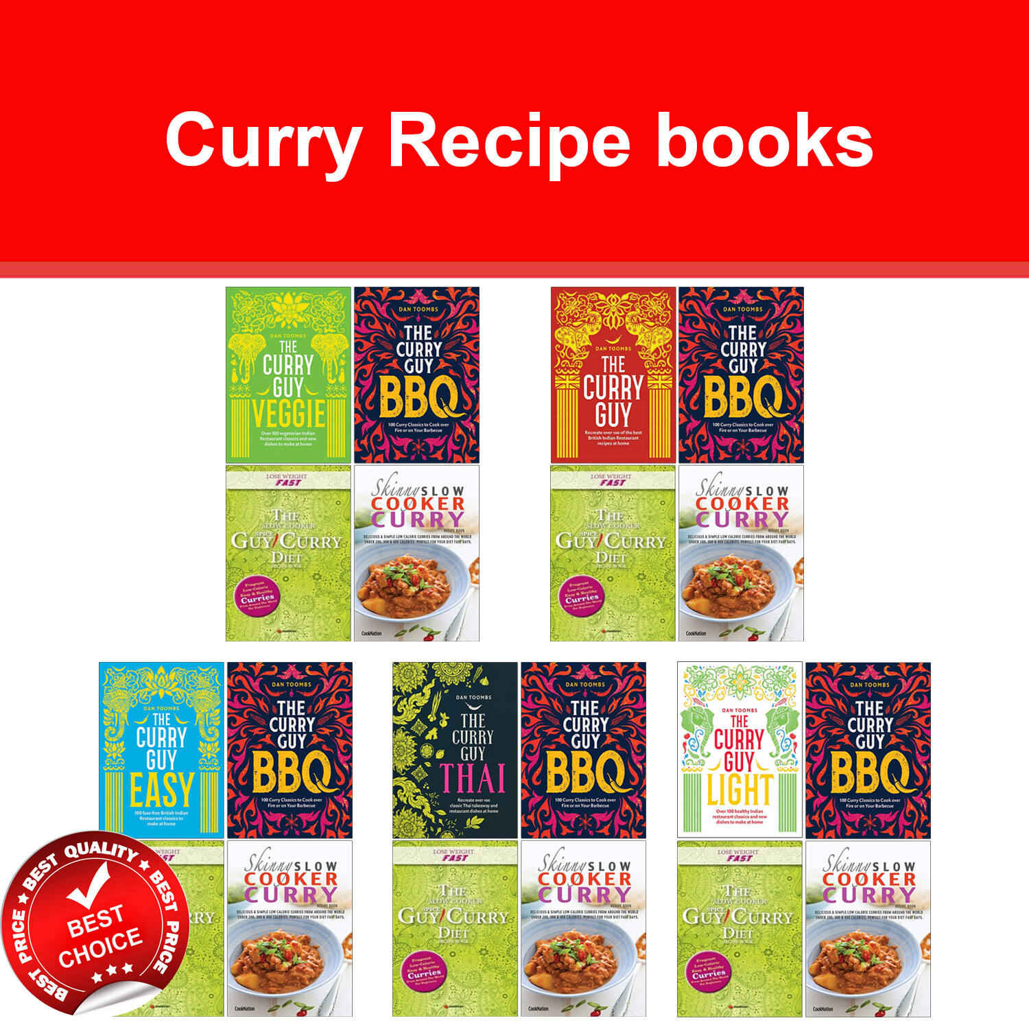Curry Guy BBQ, Skinny Slow Cooker, Curry Guy Veggie books Variation