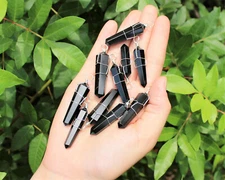 Black Obsidian Wire Wrapped Point Pendant / Necklace (Crystal Point Pendant)