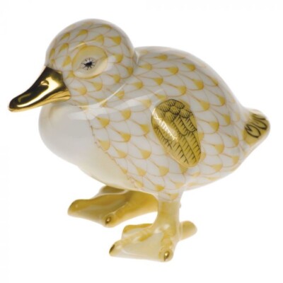 HEREND,  LITTLE DUCKLING, BUTTERSCOTCH, FISHNET #VHJ-15834, BRAND NEW MINT & BOX