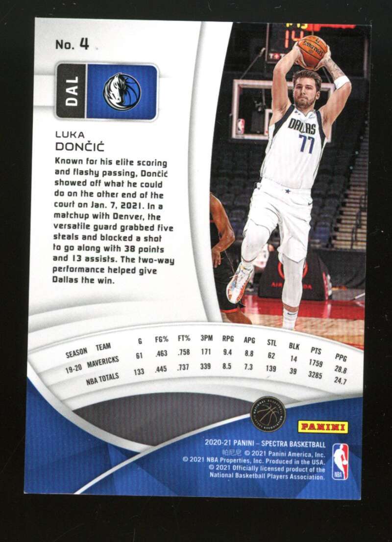 2020-21 Spectra Luka Doncic #4 Dallas Mavericks JX2840 | eBay