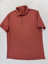 Lululemon Athletica TECH Short Sleeve Polo Shirt Men's Large Rust Red