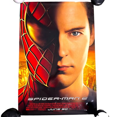 SPIDERMAN 2 ORIGINAL ROLLED 27X40 MOVIE POSTER 2004 TOBEY MAGUIRE KIRSTEN DUNST