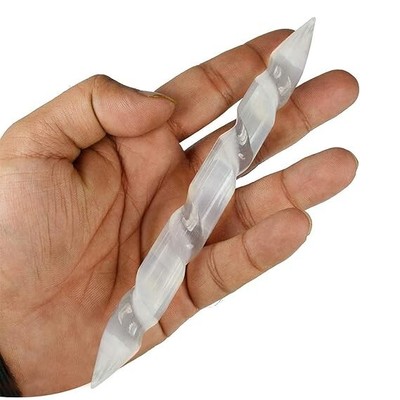 Natural Selenite Wand Spiral Shape Crystal/Stone Tower for Reiki Healing 6 Inch