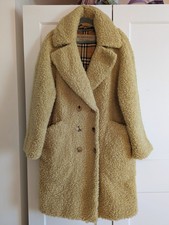 Burberry Oversized Camel Double-breasted Wool-blend Shearling Teddy Coat Small