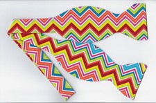Neon Color Bow tie, Red, Blue, Yellow, Orange, Green Chevron, Self-tie Bow tie