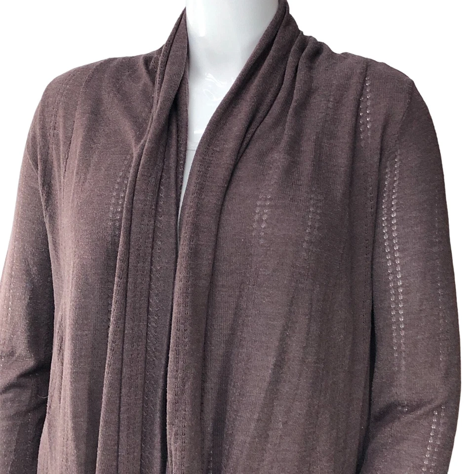 Fresh Produce Womens Size Med Large Sweater Brown Knit Cardigan Open USA Made - Image 2 of 4