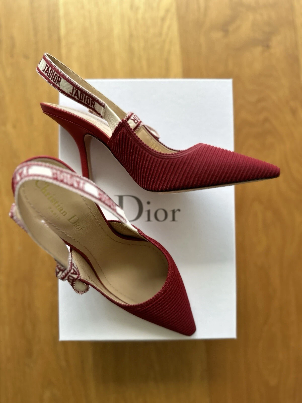 Escarpins J'adior Christian Dior Slingback taille 38,5 rouge talons hauts chaussures pour femmes