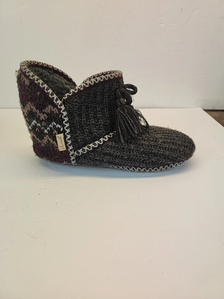 Muk Luks A La Mode Mujer Gris Botines Suéter Zapatillas Talla Pequeña 5/6 Foto 2 de 4