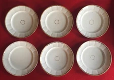 Set 6 Antique Limoges Old Paris Porcelain Plates Gold & White Wedding Band
