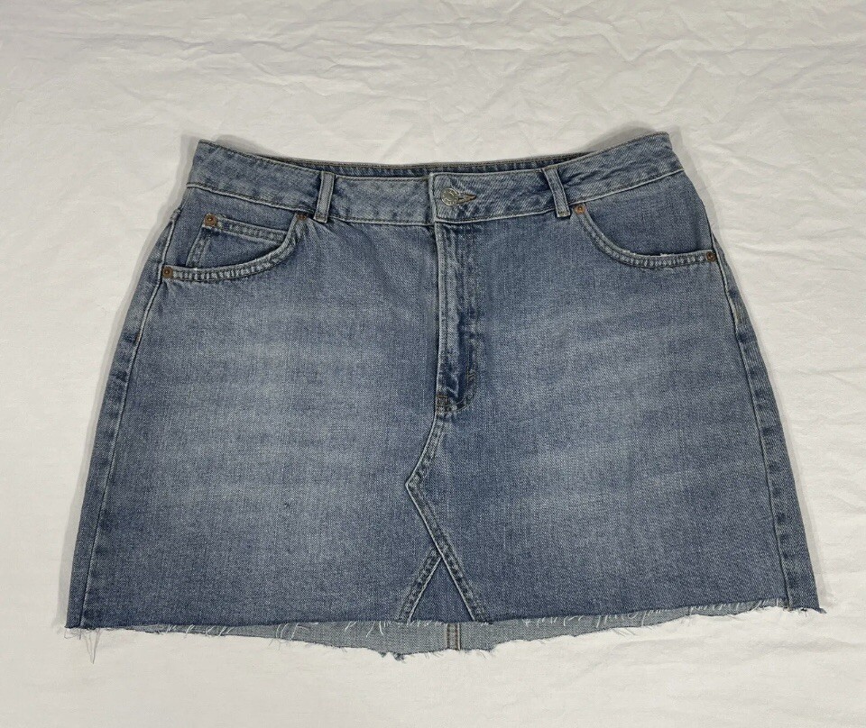 Topshop Moto Women Blue Denim Mini Skirt Size 12