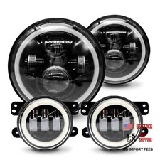 7 inch Headlights 4 inch Fog Lights Compatible with Wrangler JK 2007-2017