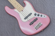 Electric Bass Guitar Tatchi 5 String Jazz Alder Maple Burgundy Mist w/ Hard Case