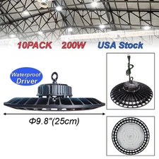10Pack Shop Led UFO Lights 200W High Bay Led Light Commercial Warehouse GYM Lamp