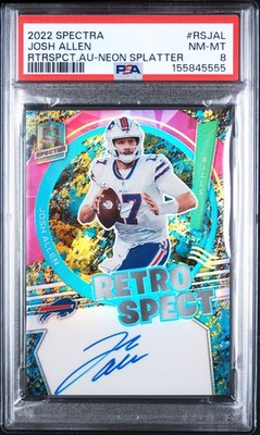 2022 PANINI SPECTRA RETROSPECT AUTOS NEON SPLATTER JOSH ALLEN 2/5 PSA 8 AUTO