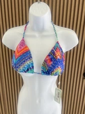 Luli Fama Star Girl Crystallized Seamless Triangle Bikini Top Multicolor Medium 