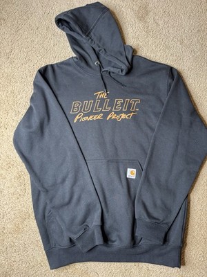 Carhartt Men s M Black Fleece Pullover Hoodie Drawstring Pockets Graphic Logo