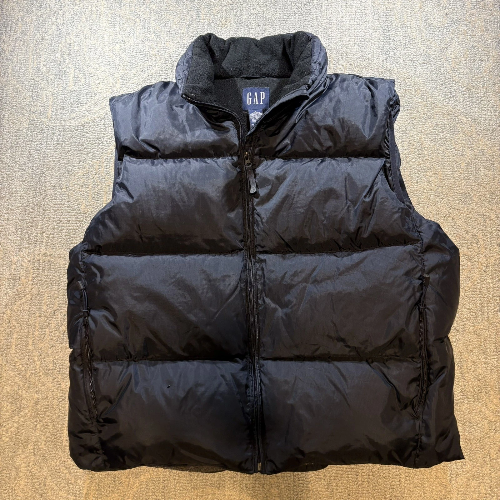 Vintage Gap Vest Men's LargeBlack Goose Down Puffer Fleece Lined 2000s Gorpcore