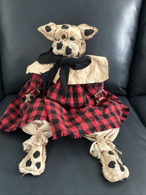 Farmhouse Country Holy Cow Plush Shelf Sitter  Folk Art Primitive    22  Hanging