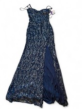 Windsor L Blue Sequin Mesh Long Gown Sweethea...
