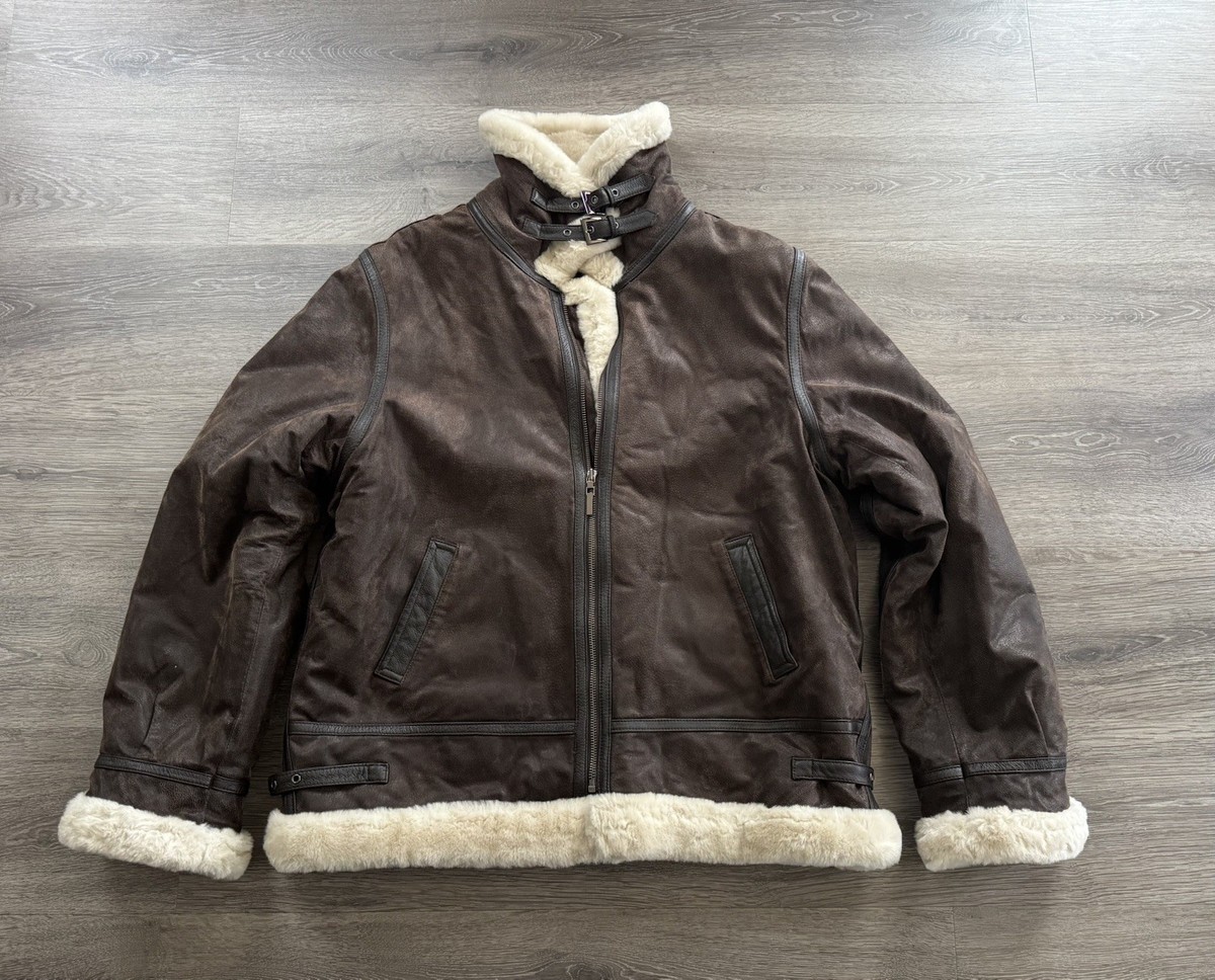 Vintage St Johns Bay Jacket Mens L Brown Leather Aviator B3 Bomber