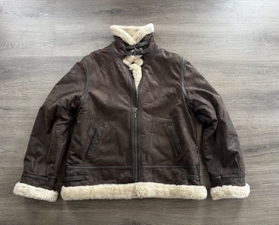 Vintage St Johns Bay Jacket Mens L Brown Leather Aviator B3 Bomber