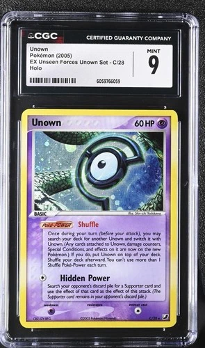 CGC 9 Unown C/28 Ex Unseen Forces Unown Set Holo Pokemon Card 2005