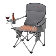 ARROWHEAD OUTDOOR Portable Heated Folding Camping Chair w/ 6-Can Cooler, 3 Heat