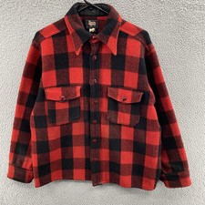 Vintage Woolrich Jacket Mens Large Red Black Buffalo Plaid Wool Hunting 60s