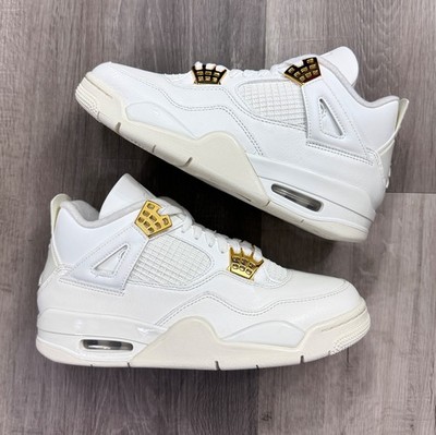 Nike Air Jordan 4 White Metallic Gold Shoes AQ9129-170 Women's