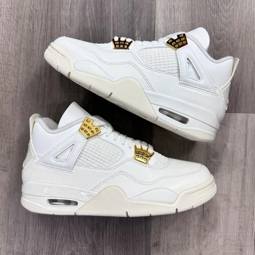 Nike Air Jordan 4 White Metallic Gold Shoes AQ9129-170 Women's Sizes