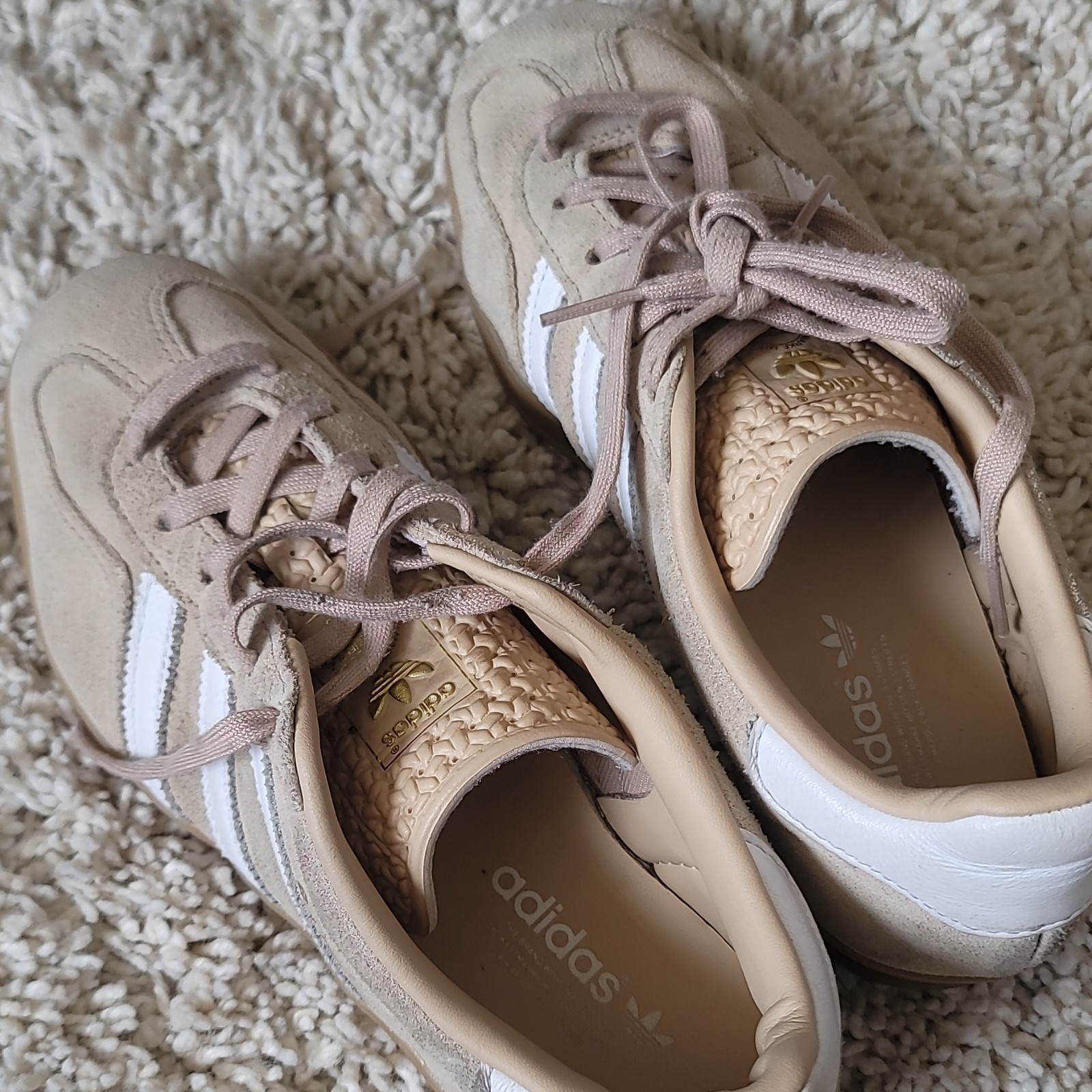 adidas Beige Suede Men's Breathable Sneakers Logo Accent Lace Up Casual Shoes